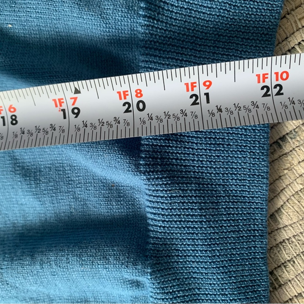 Vintage 100% Merino Wool Blue mock neck Sweater - Picture 4 of 6